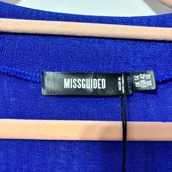 NWT Missguided Womens V-Neck Tall Knot Front Collared Mini Dress Blue 10 Y2K - Picture 3 of 7